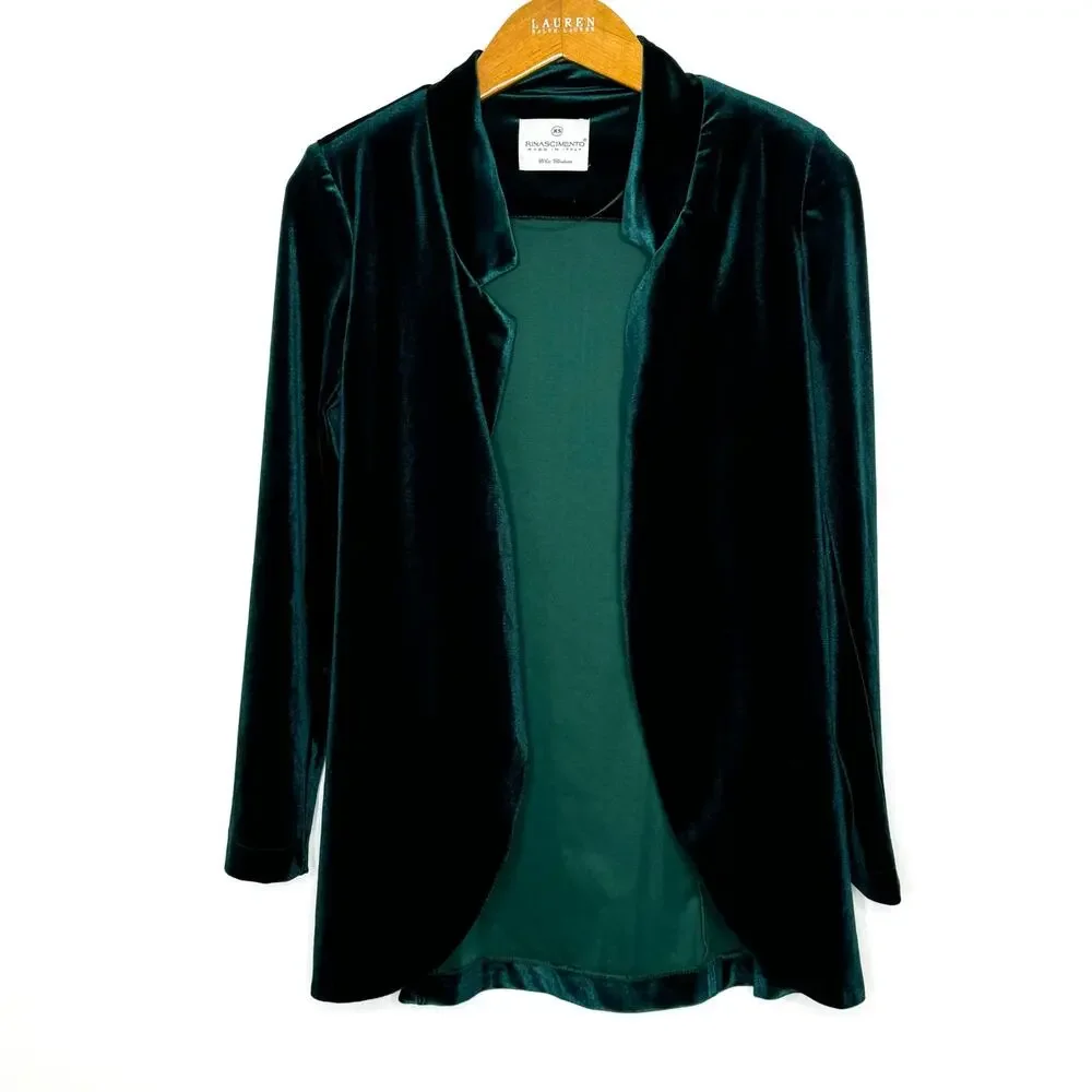 Rinascimento‎ Velvet Blazer Women's Size XS Green
